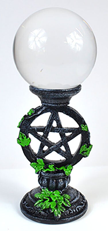 80mm Clear gazing ball with Pentagram Stand