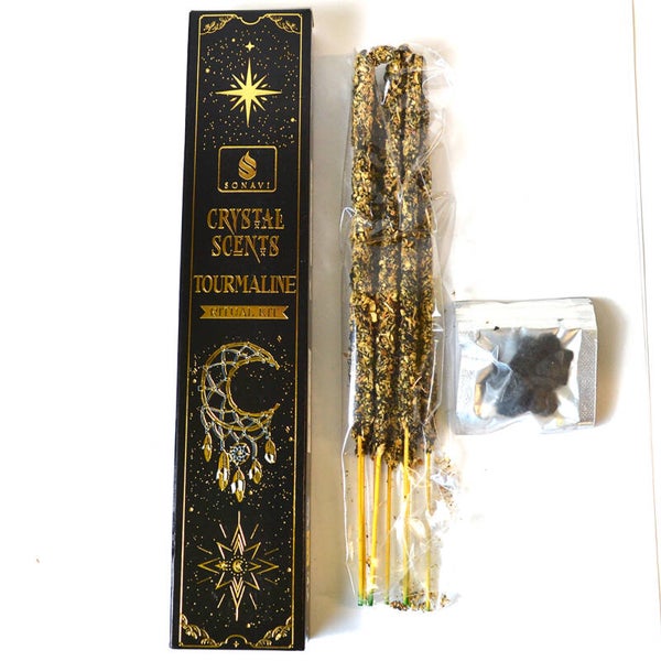 8pk incense & Tourmaline chips