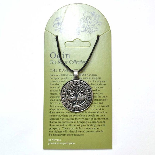 Runic Circle W Tree of Life pewter Necklace