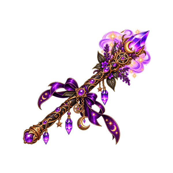 Ornate Purple Crystal Magick Wand