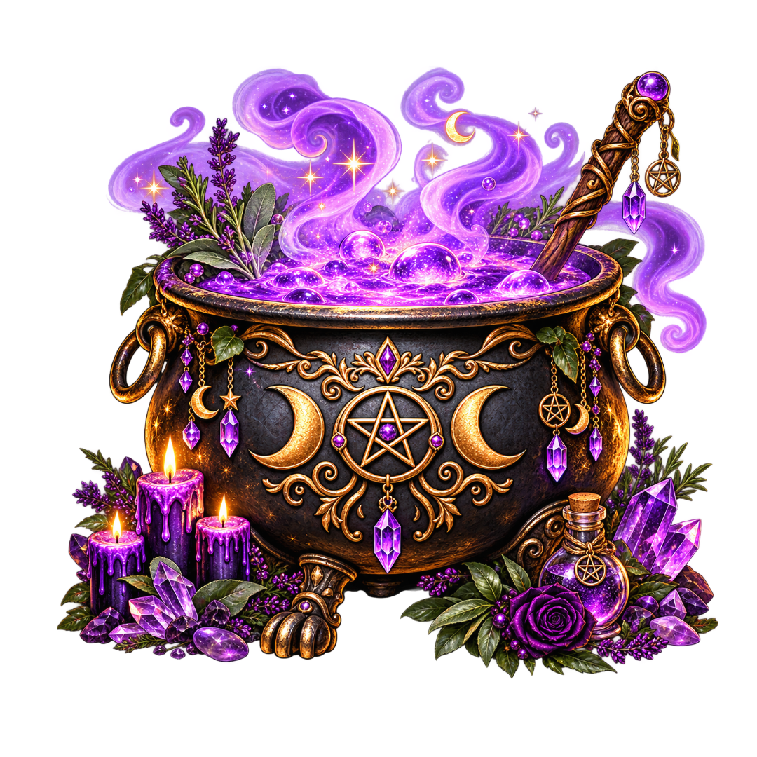 Ornate Purple Magic Cauldron