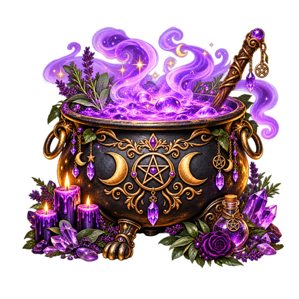 Ornate Purple Magic Cauldron