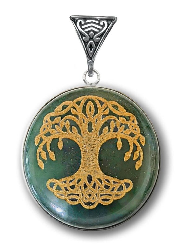 Jade Tree of Life Symbology Gemstone pendant for Growth