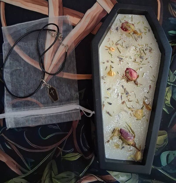 Limited Edition Samhain Ancestor Spirit Coffin Candle With Magickal Coffin Tailsman
