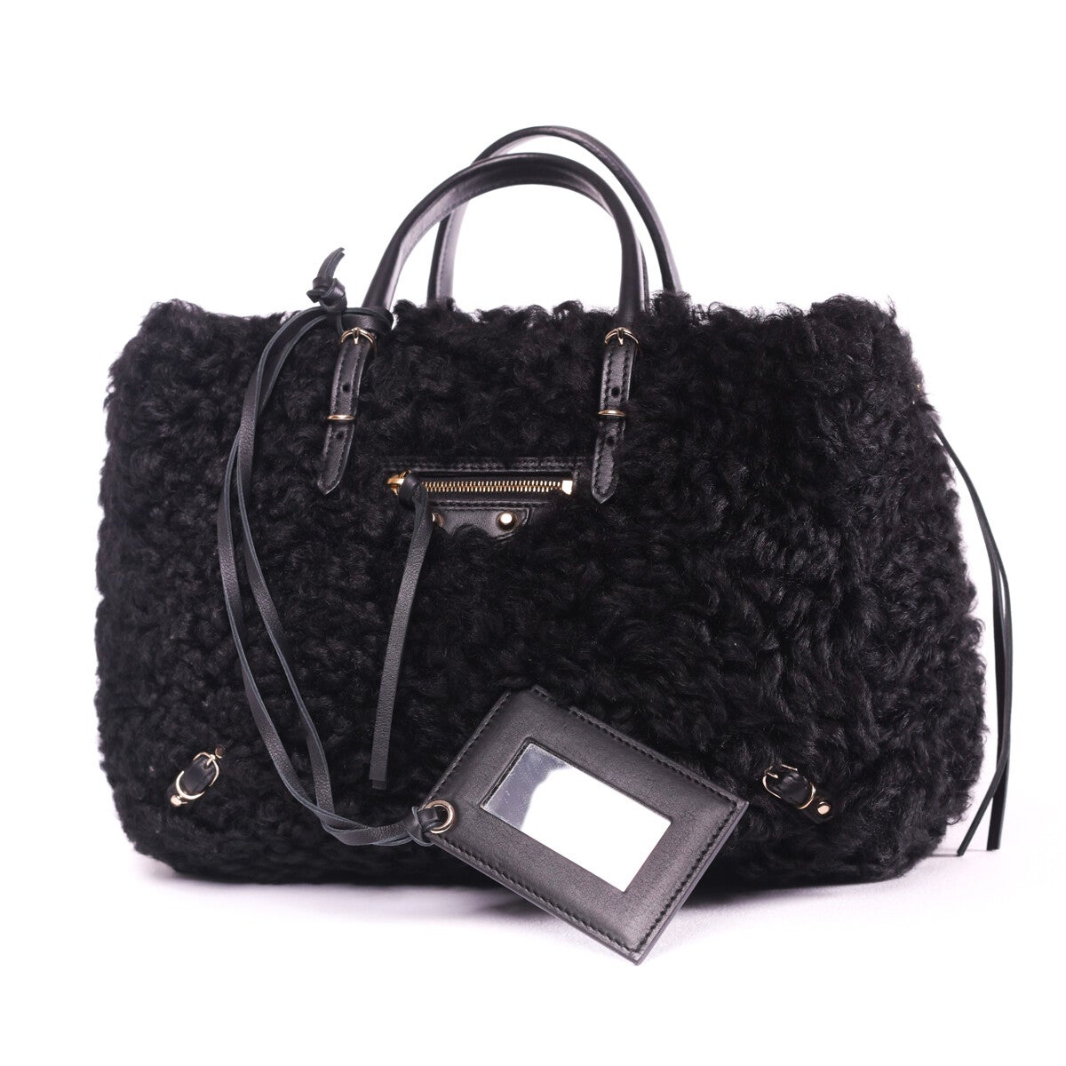 Balenciaga Le Dix shearling/fur tote
