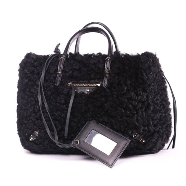 Balenciaga Le Dix shearling/fur tote
