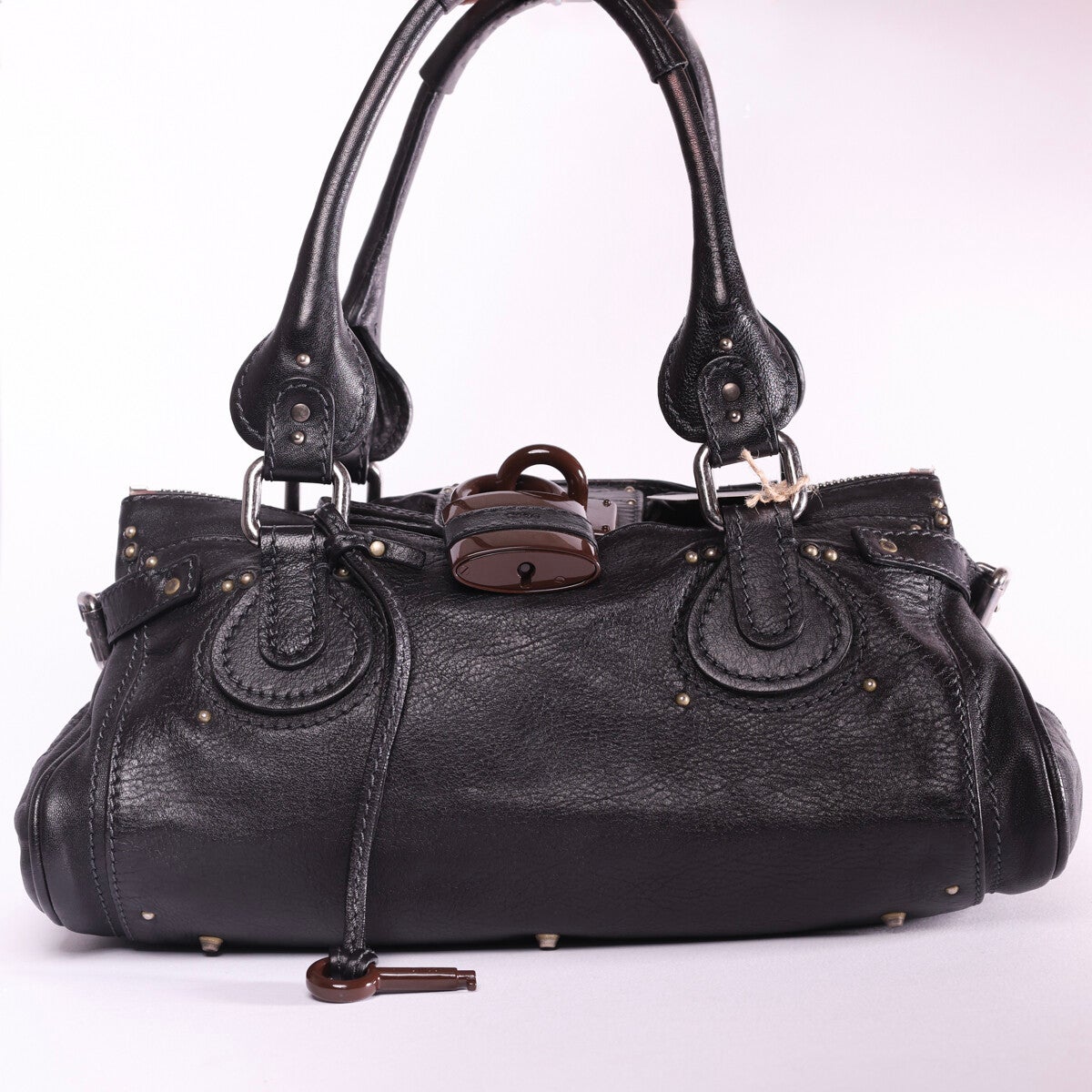 Chloe Capsule Paddington Satchel in black distressed leather