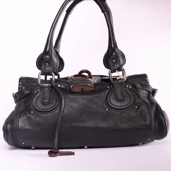 Chloe Capsule Paddington Satchel in black distressed leather