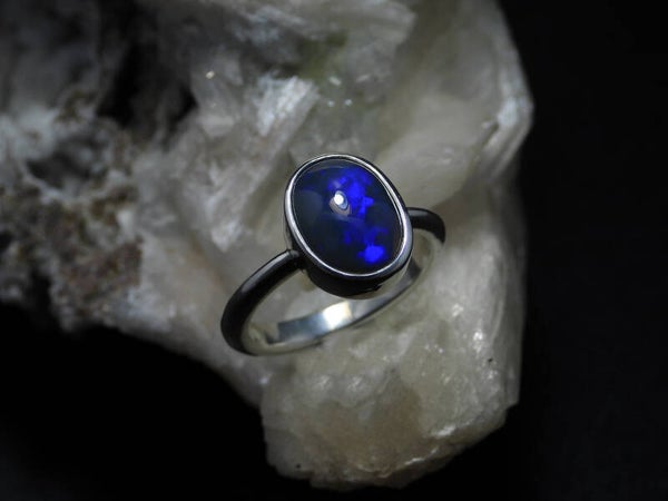 Black opal ring silver