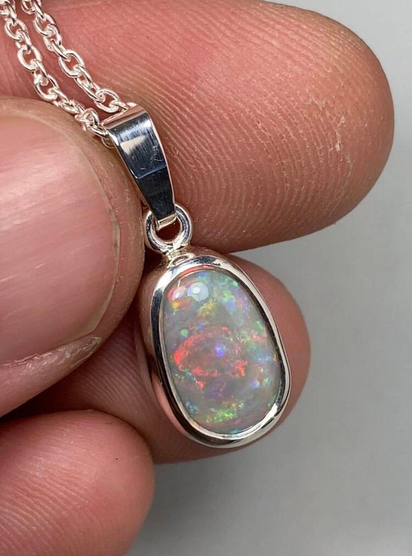 Dark opal pendant silver