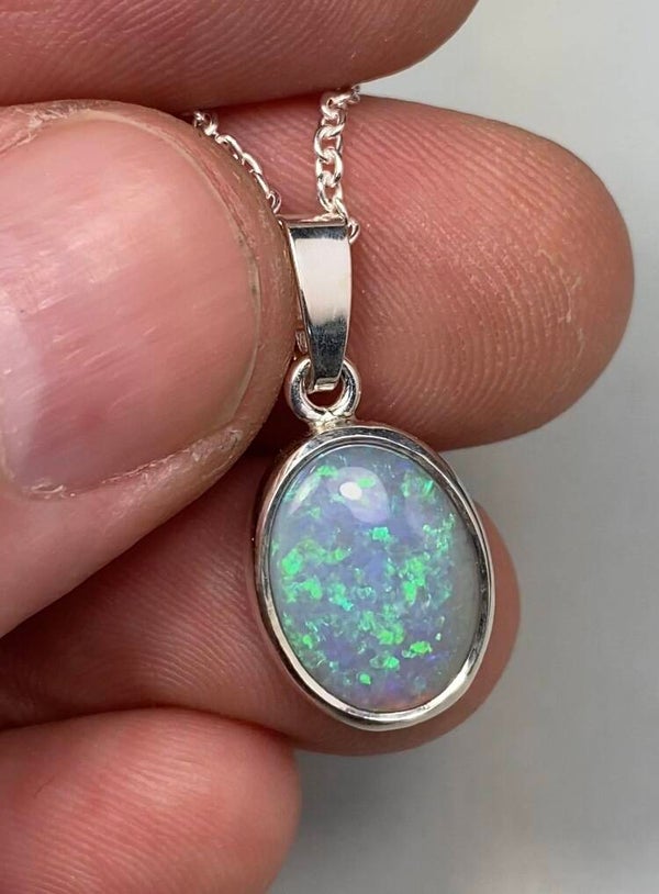 Dark opal pendant silver