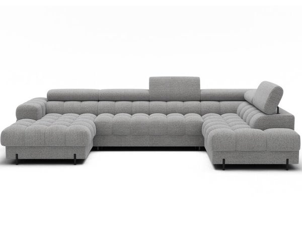 Montceau – Canapé panoramique en U convertible avec coffre et têtières réglables