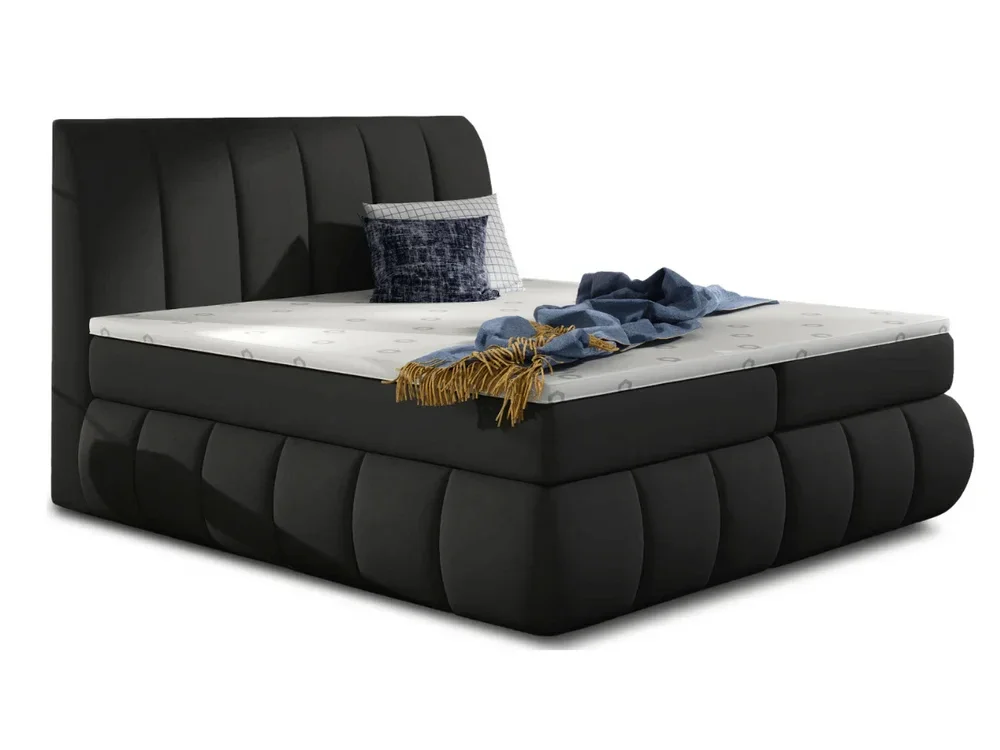 Lit Boxspring Mateo – Lit Complet avec Matelas, Sommier, Coffre de Rangement et Tête de Lit Design