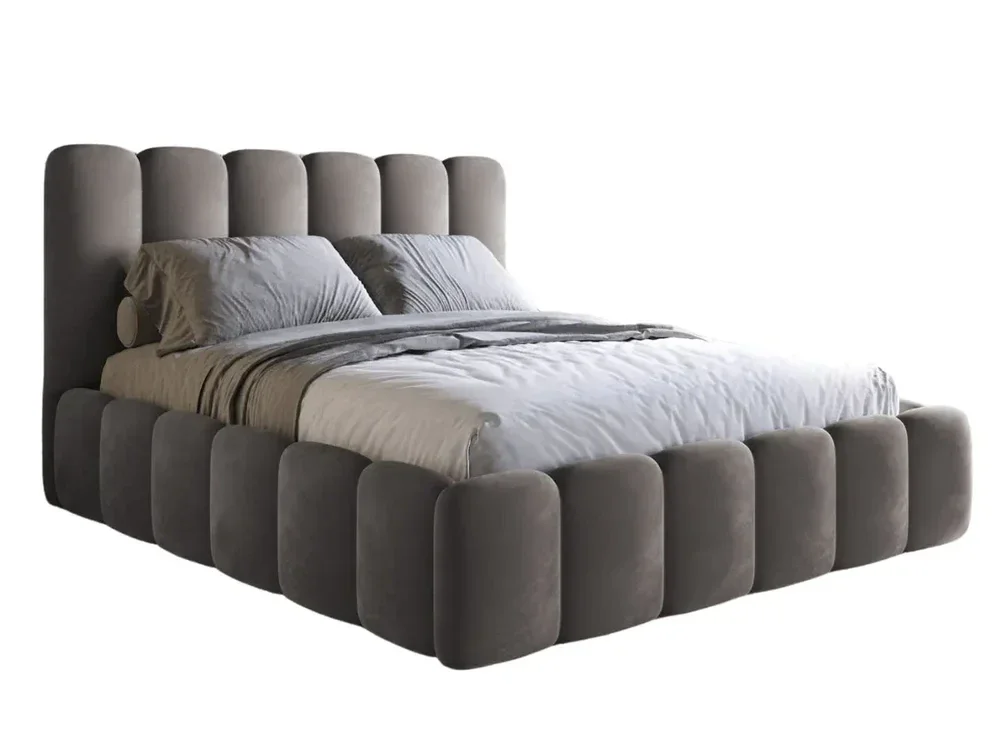 Lit coffre design avec tête de lit matelassée - JADE