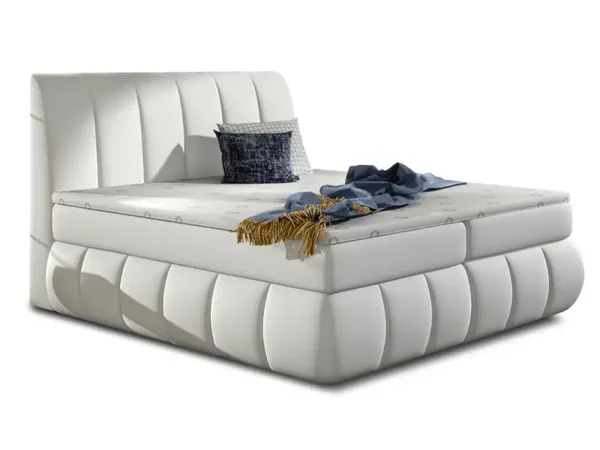 Lit Boxspring Mateo – Lit Complet avec Matelas, Sommier, Coffre de Rangement et Tête de Lit Design