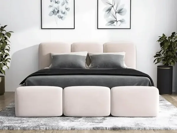 Lit rembourré avec coffre de rangement - SOPHIE