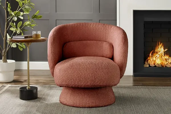 Fauteuil design rotatif BOSSA NOVA 80cm rouille Bouclé