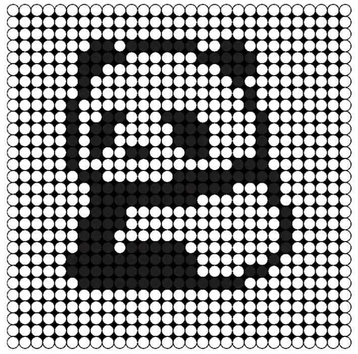 Een strijkkralen voorbeeld en patroon van een panda