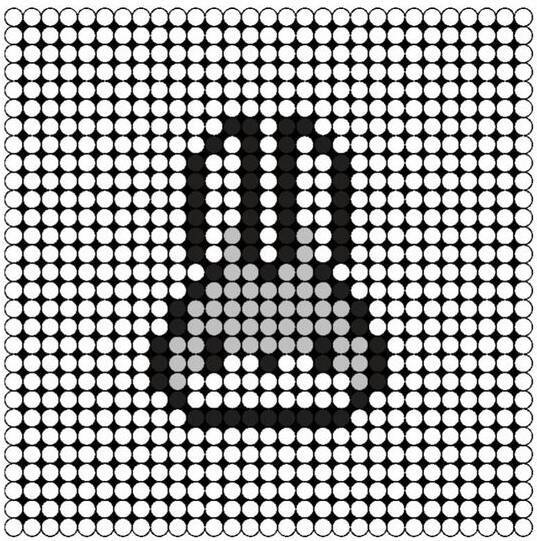 Een strijkkralen voorbeeld en patroon van een konijntje