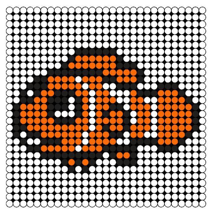 Een strijkkralen voorbeeld en patroon van vis Nemo