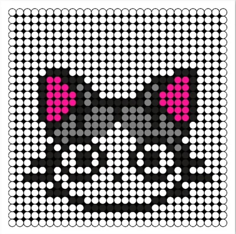 Een strijkkralen voorbeeld en patroon van een poesje