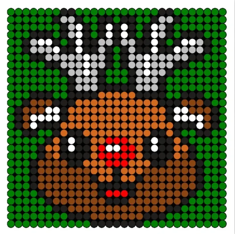 Een strijkkralen voorbeeld en patroon van een rendier