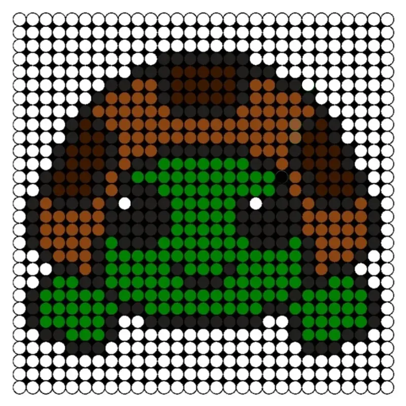 Een strijkkralen voorbeeld en patroon van een schildpad