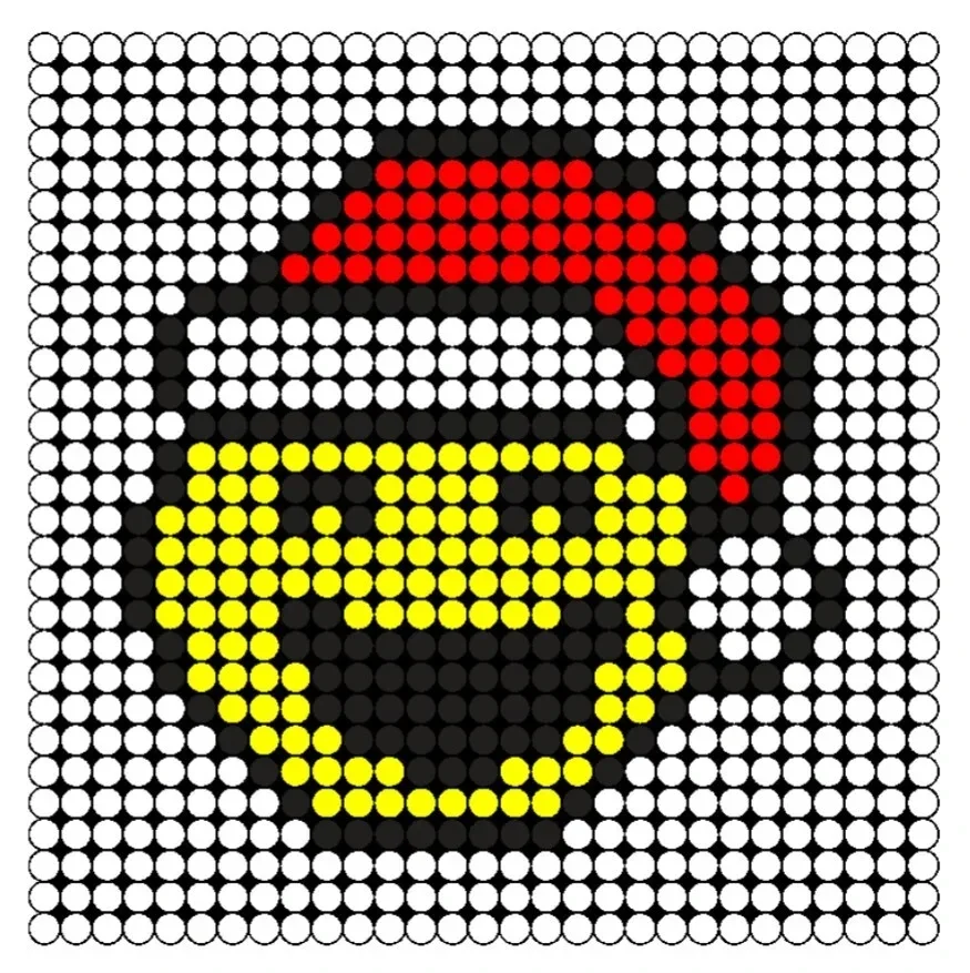 Een strijkkralen patroon van een smiley met kerstmuts