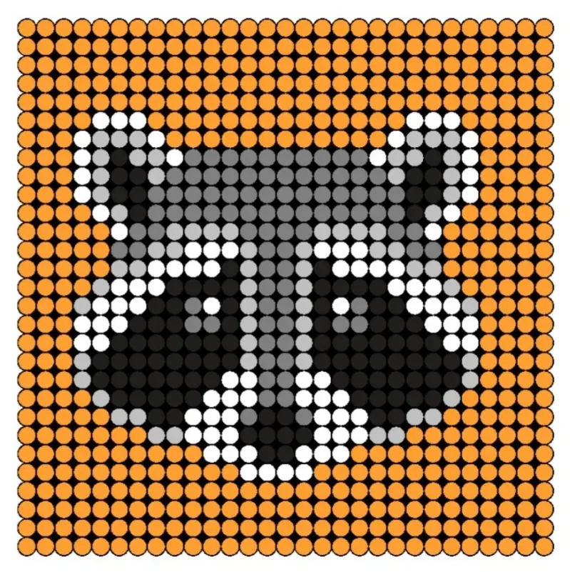 Een strijkkralen voorbeeld en patroon van een wasbeertje