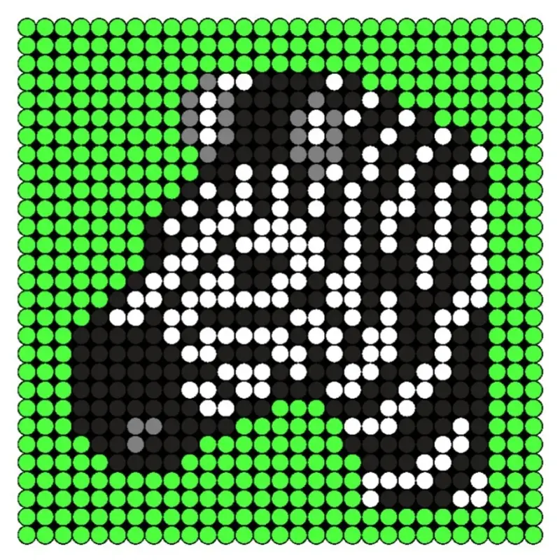 Een strijkkralen voorbeeld en patroon van een zebra