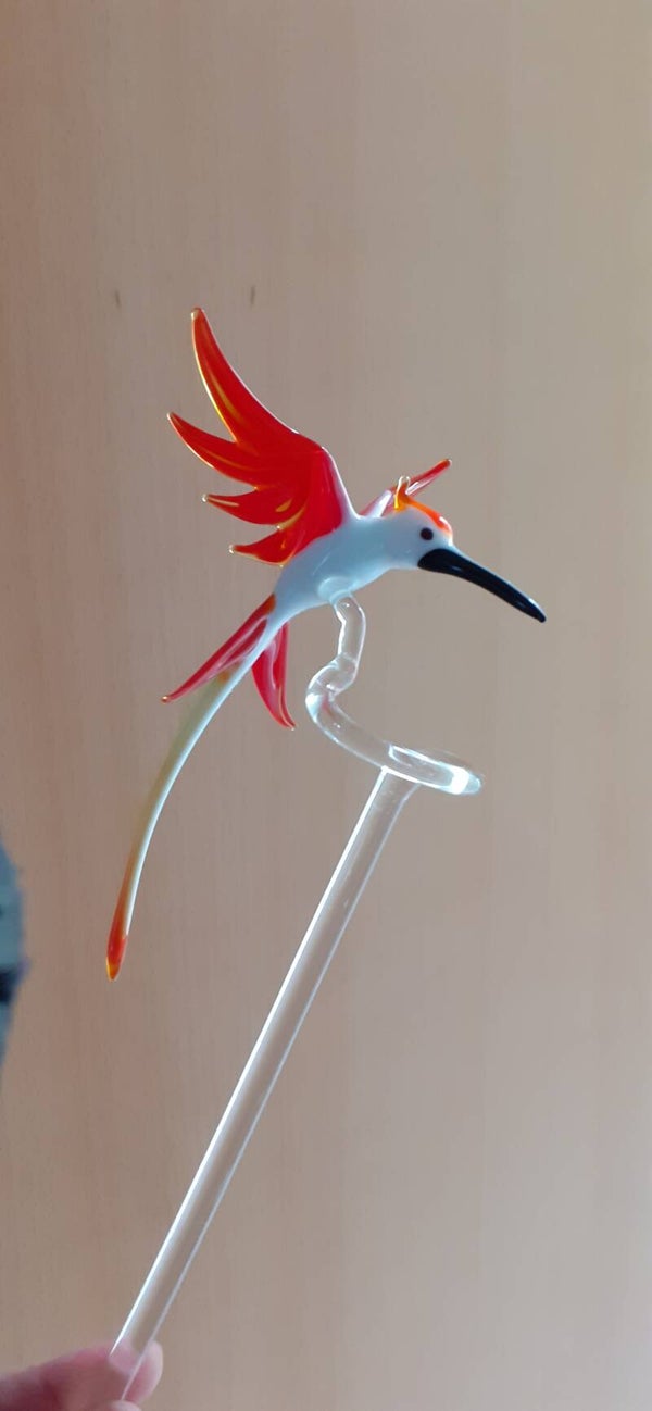 Orchideenstab Kolibri Glasfigur