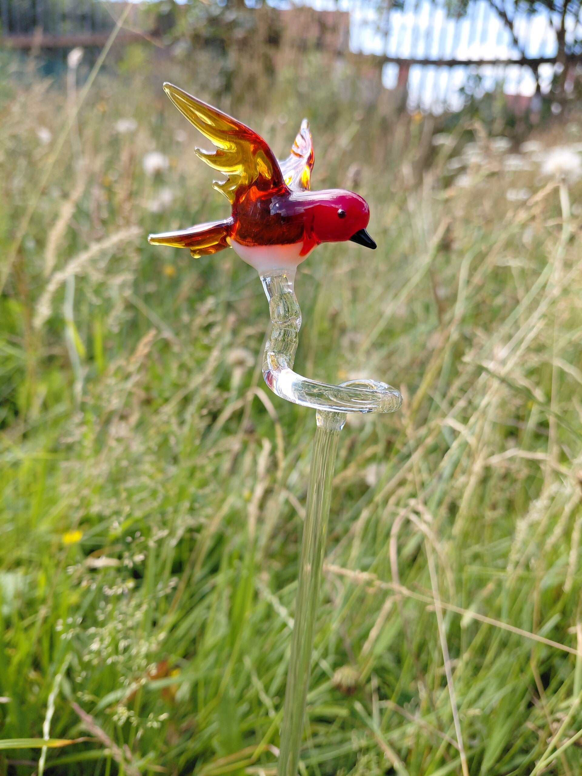 Orchideenstab Rotkehlchen Glasfigur