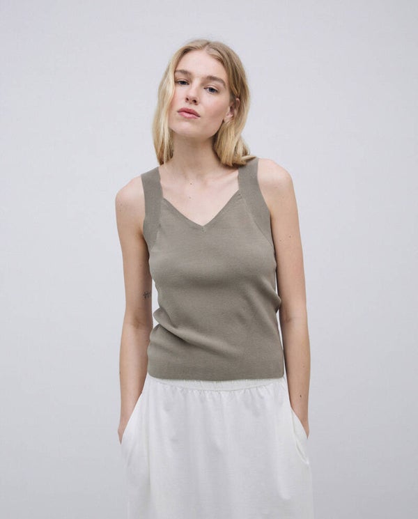 Wide-strap V-neck top