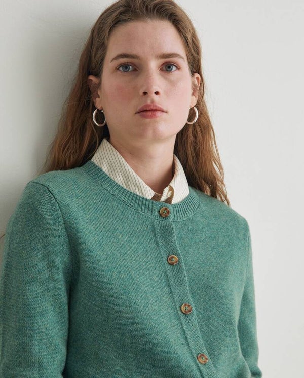 Chunky-texture wool-blend cardigan