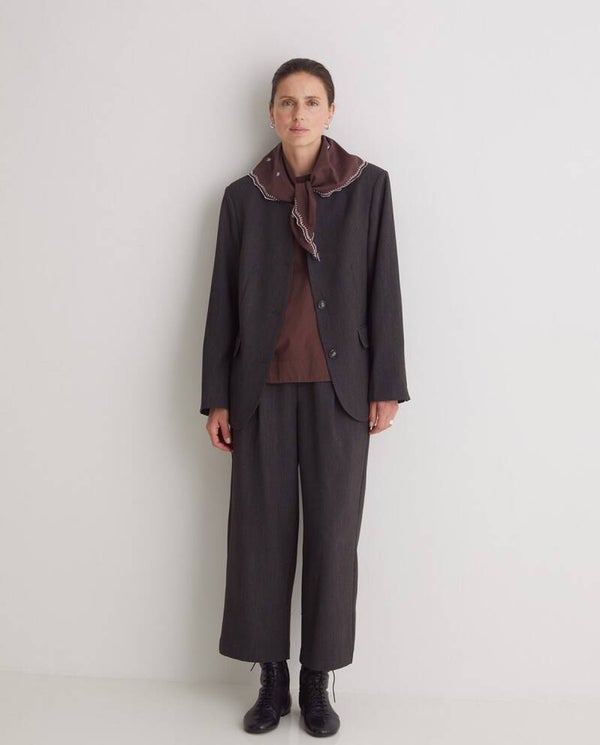 Striped barrel-leg trousers