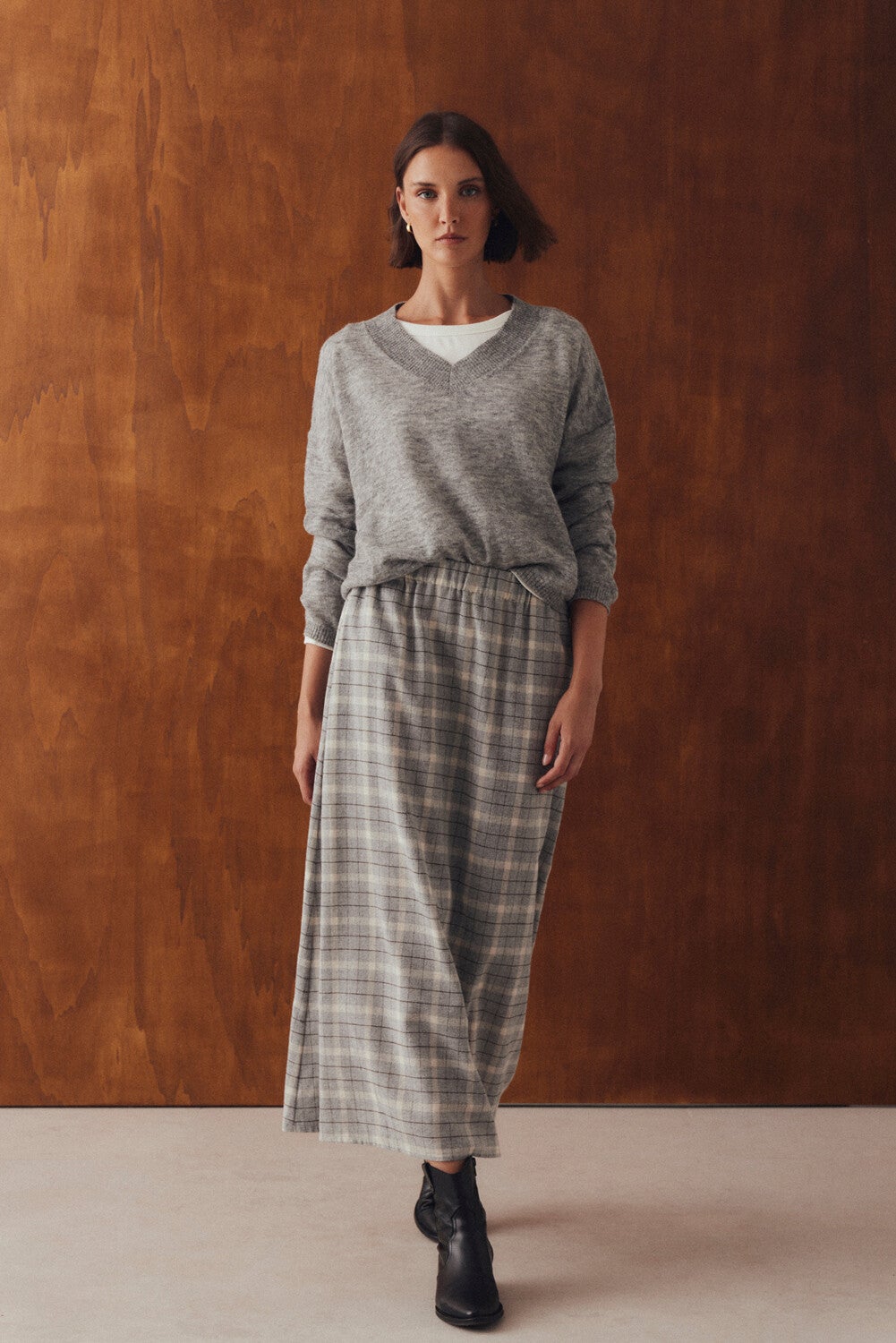 Checked Poplin Skirt