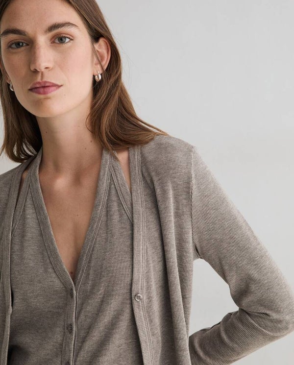 Cardigan with bilt-in top