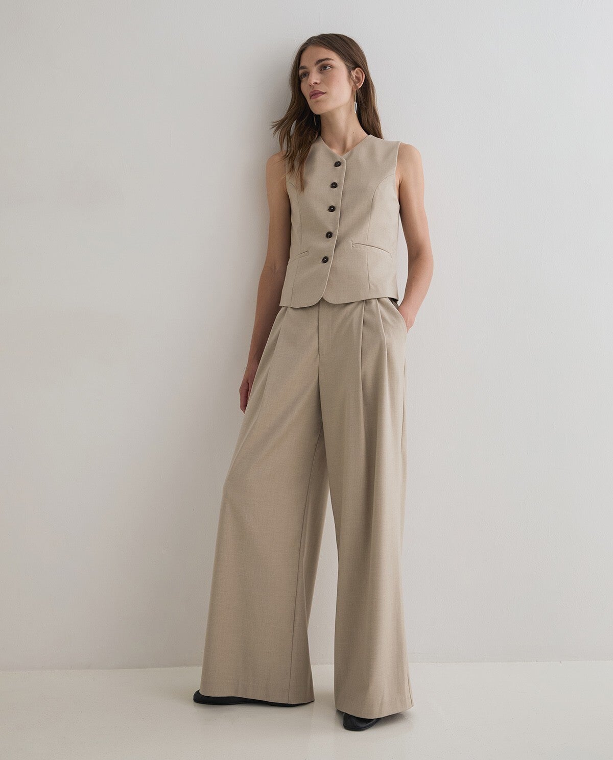 Structured wide-leg Suit Trousers