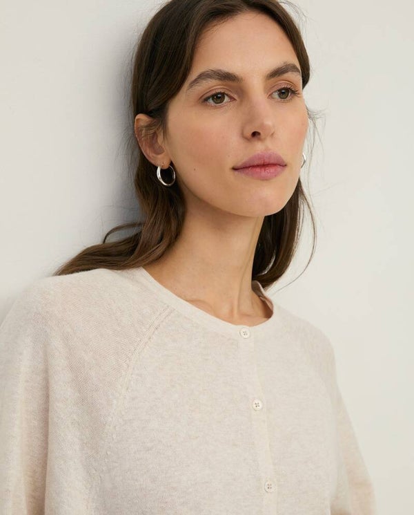 Knit cardigan with puffed sleeves