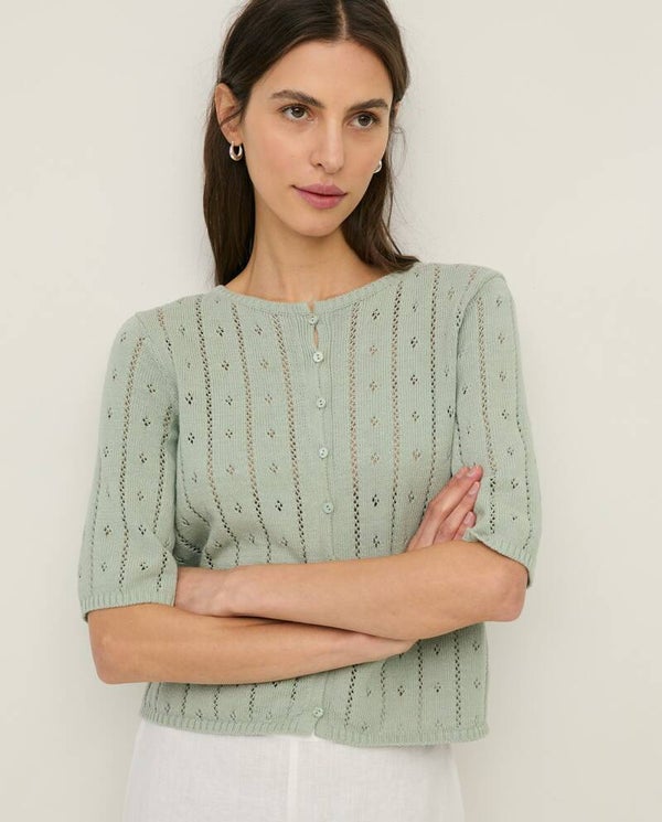Organic cotton Pointelette cardigan