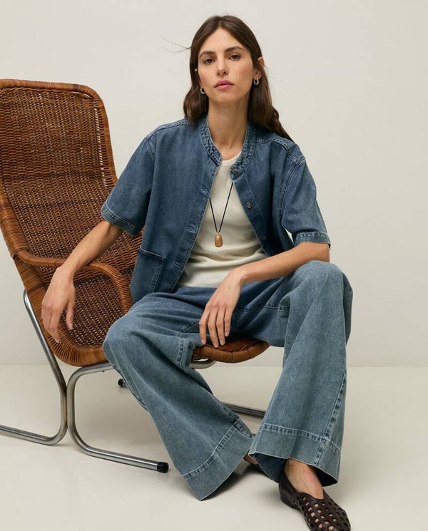 Denim Mao-neck jacket