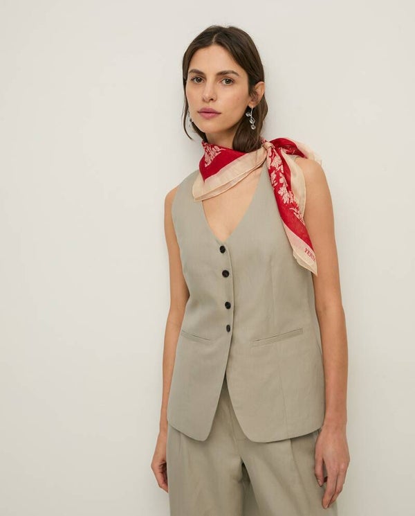 Floral-print silk scarf