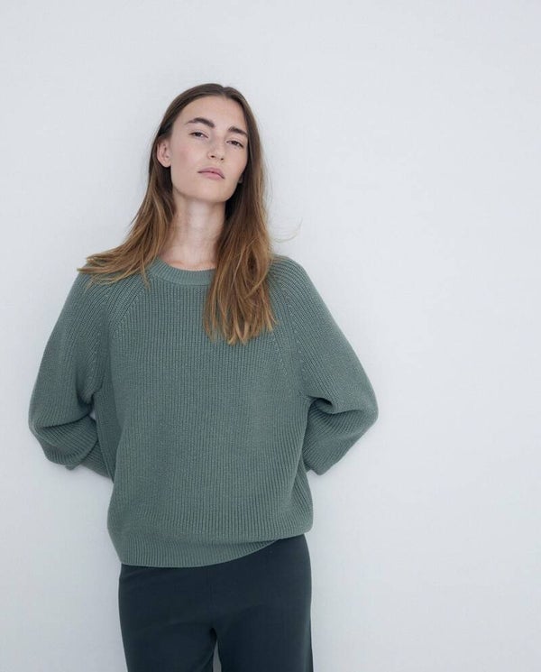 English rib-knit wool sweater