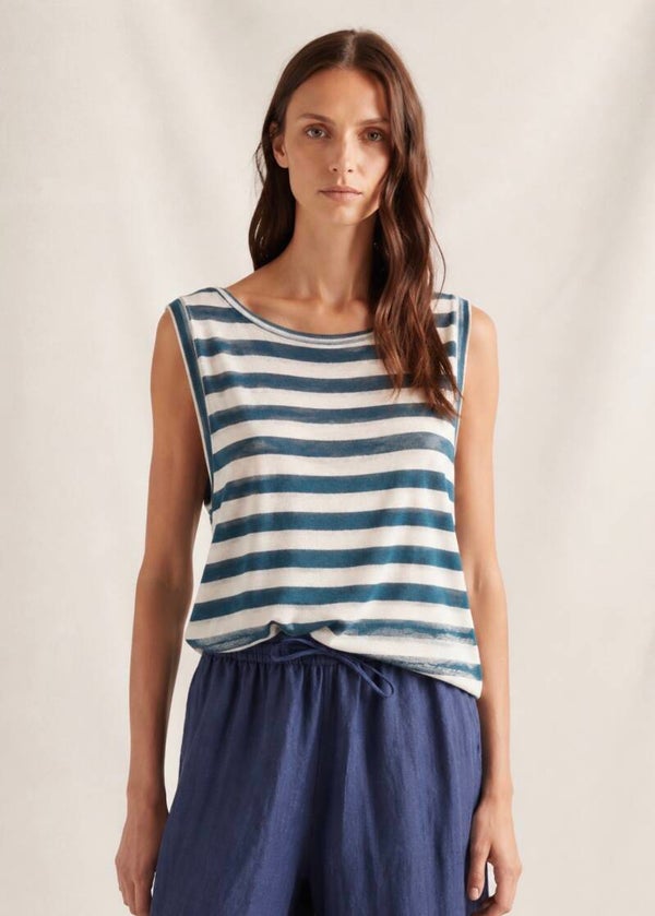 Stripe linen top