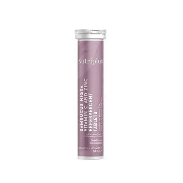 Nutriplus Bruistabletten met vlierbessenextract, vitamine C, zink, frambozen-aardbeiensmaak