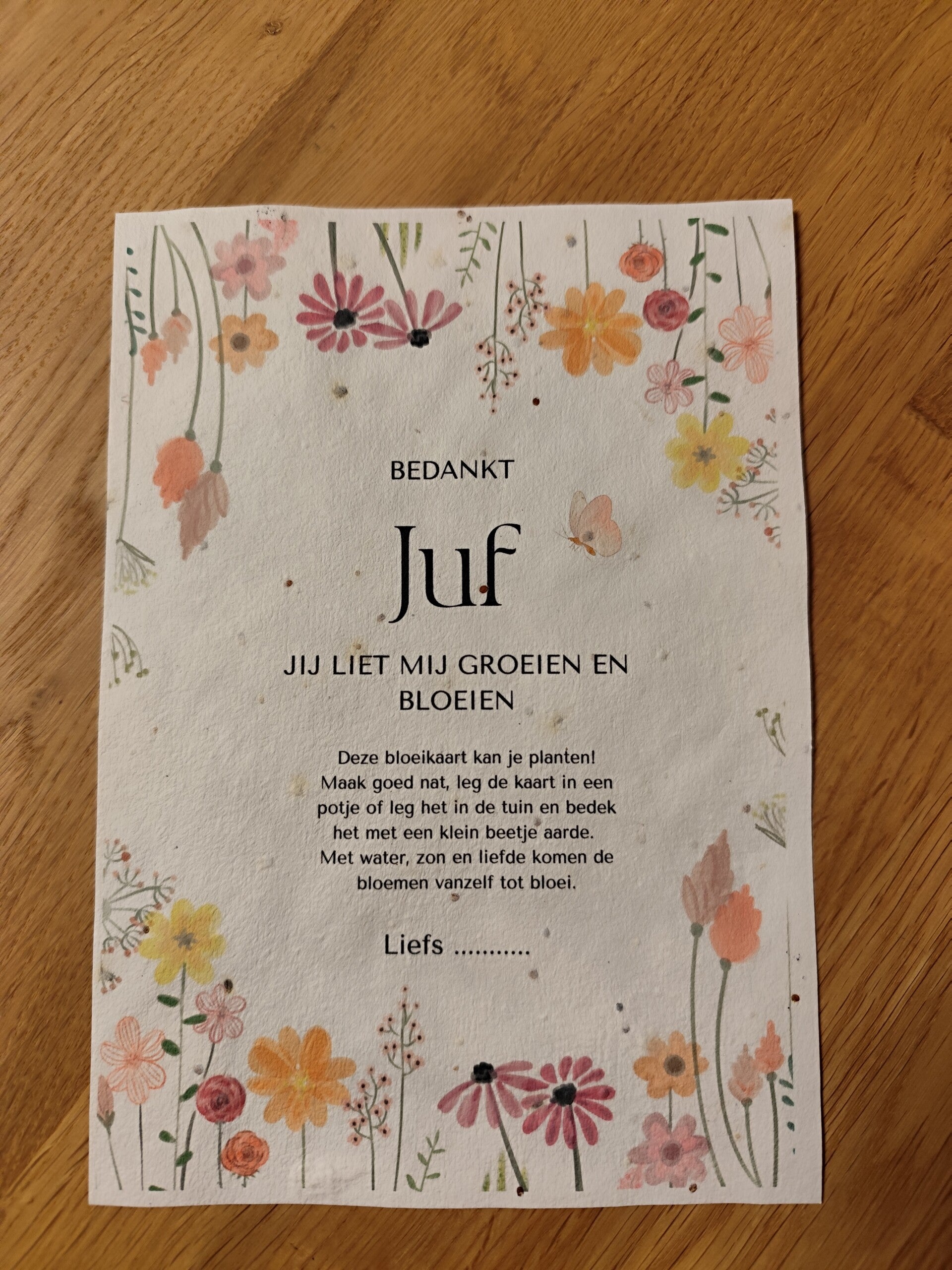 Grote bloeikaart juf zaden