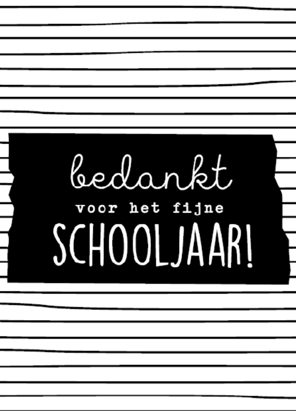 Kaart bedankt voor het fijne schooljaar