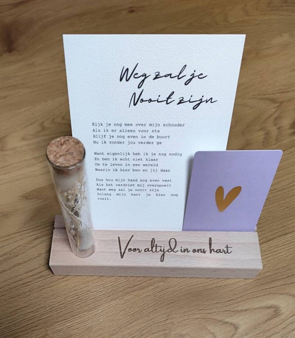 Droogbloem met kaartenhouder