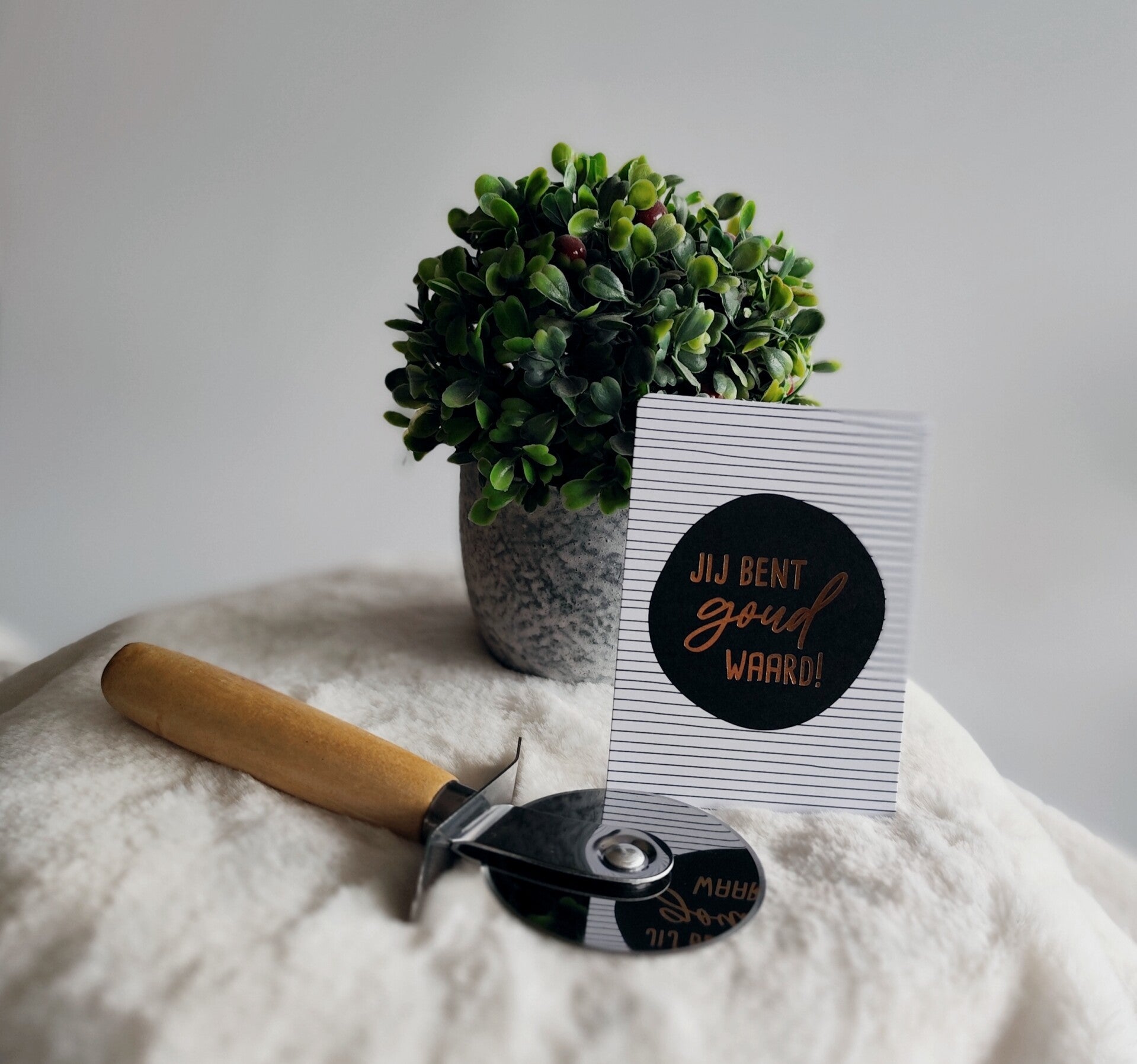 Pizza snijder met tekst