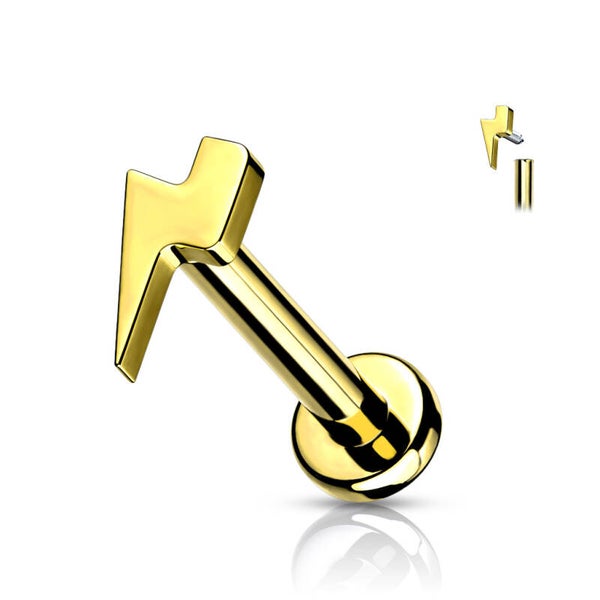 Labret Piercing / Threaded Lightening Bolt Top